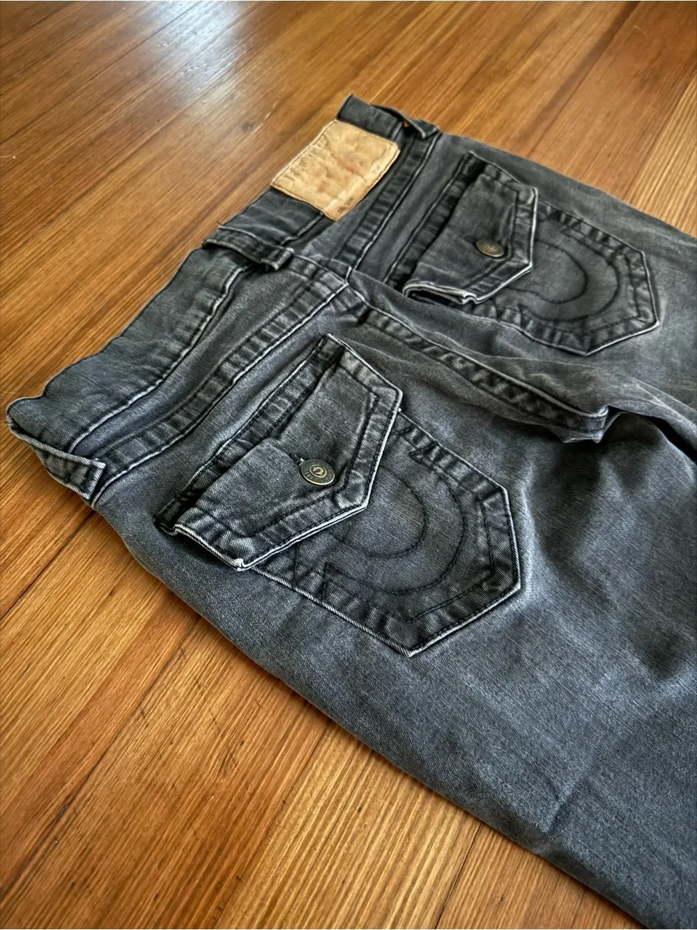 True Religion Rickey Relaxed Straight Men's Jeans Washed Black Sz 28